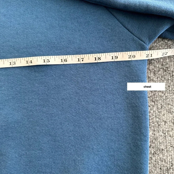 Vintage Granny Sweatshirt Womens M Blue Applique Leaves Double Collar Pullover - Picture 11 of 11